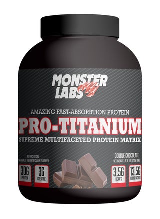 Monster Labs Pro Titanium 100% Fast-Absorption Whey Protein, 30 Grams of Protein with 3g Creatine, 3.5g BCAA, 13.5g Amino Acids - Double Chocolate, 5.18 Lbs, 54 Servings - pzsku/Z165A3E4508F92A1DA4C5Z/45/1746509713/93f26639-f4ee-4a20-b09a-0b14b0540b5e