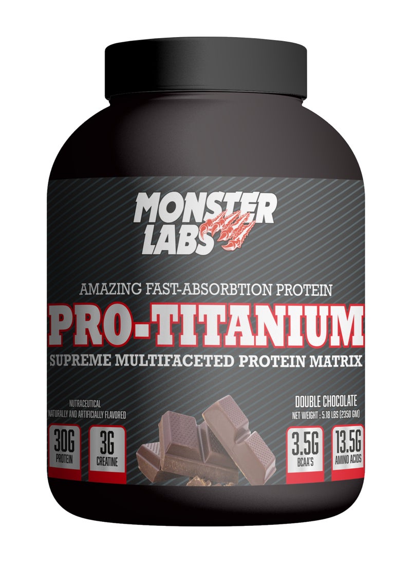 MONSTER LABS - Monster Labs Pro Titanium 100% Fast-Absorption Whey Protein, 30 Grams of Protein with 3g Creatine, 3.5g BCAA, 13.5g Amino Acids - Double Chocolate, 5.18 Lbs, 54 Servings - Image 1