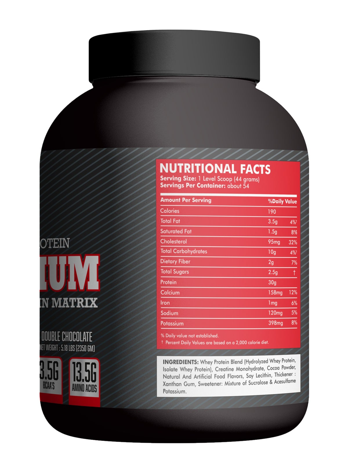 Monster Labs Pro Titanium 100% Fast-Absorption Whey Protein, 30 Grams Of Protein With 3G Creatine, 3.5G Bcaa, 13.5G Amino Acids - Double Chocolate, 5.18 Lbs, 54 Servings