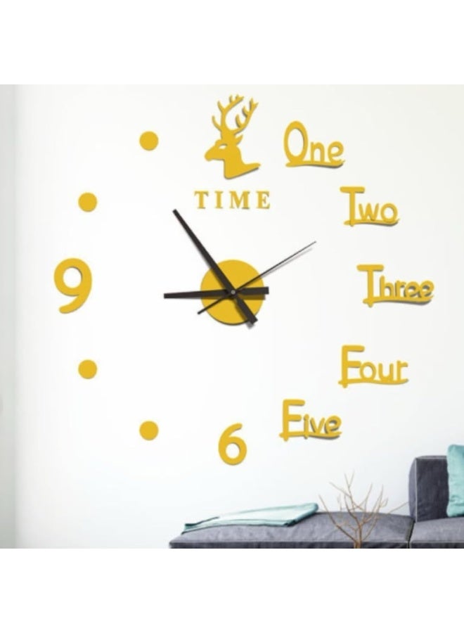 Wall Sticker Clock - Deer Design - Gold - 80-90CM - ZH386 - Image 1
