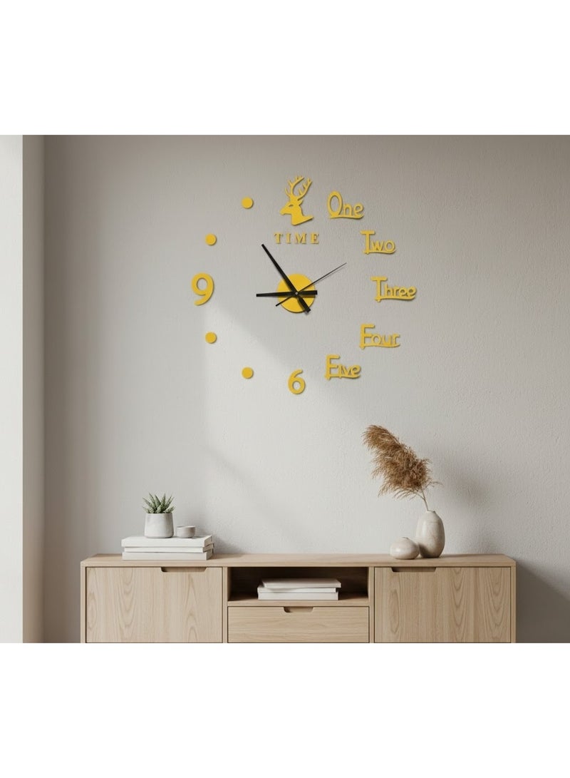 Wall Sticker Clock - Deer Design - Gold - 80-90CM - ZH386 - Image 2