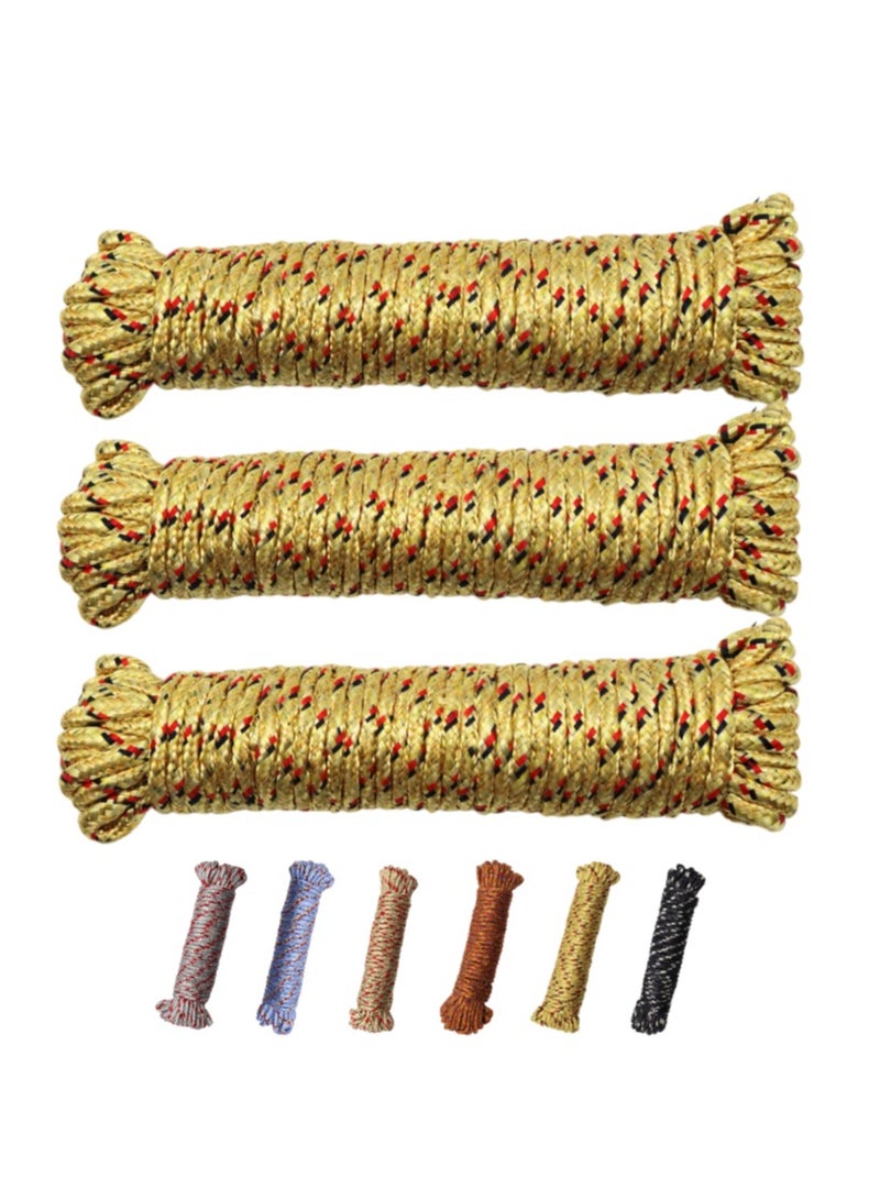 MAHRA CO. Pack of 3 | Polypropylene Cords | Deep Gold | Durable, Multi-Purpose, Tangle-Free Outdoor Line for Camping, Marine Use, Industrial Tasks, Gardening, Emergencies | Weatherproof & Environmentally Friendly | 10m Length Per Rope - Image 1