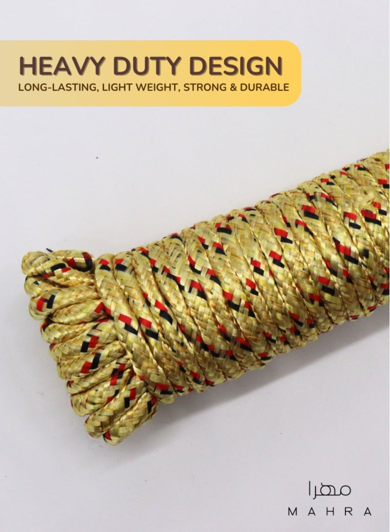 MAHRA CO. Pack of 3 | Polypropylene Cords | Deep Gold | Durable, Multi-Purpose, Tangle-Free Outdoor Line for Camping, Marine Use, Industrial Tasks, Gardening, Emergencies | Weatherproof & Environmentally Friendly | 10m Length Per Rope - Image 2