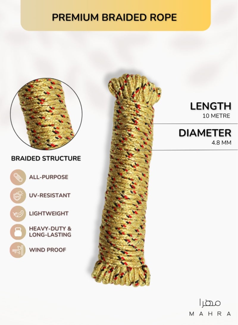 MAHRA CO. Pack of 3 | Polypropylene Cords | Deep Gold | Durable, Multi-Purpose, Tangle-Free Outdoor Line for Camping, Marine Use, Industrial Tasks, Gardening, Emergencies | Weatherproof & Environmentally Friendly | 10m Length Per Rope - Image 3