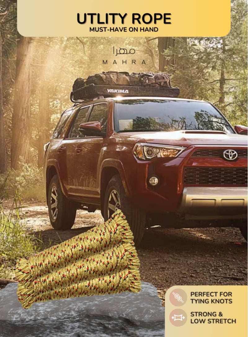 MAHRA CO. Pack of 3 | Polypropylene Cords | Deep Gold | Durable, Multi-Purpose, Tangle-Free Outdoor Line for Camping, Marine Use, Industrial Tasks, Gardening, Emergencies | Weatherproof & Environmentally Friendly | 10m Length Per Rope - Image 4