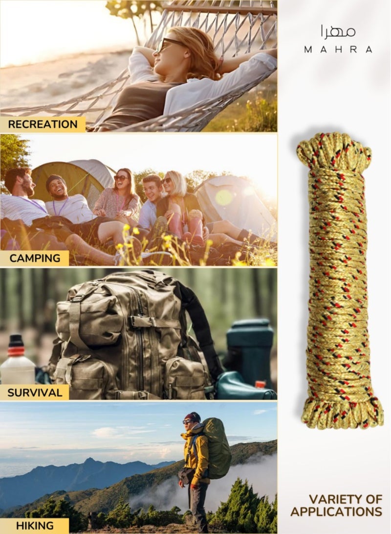 MAHRA CO. Pack of 3 | Polypropylene Cords | Deep Gold | Durable, Multi-Purpose, Tangle-Free Outdoor Line for Camping, Marine Use, Industrial Tasks, Gardening, Emergencies | Weatherproof & Environmentally Friendly | 10m Length Per Rope - Image 5