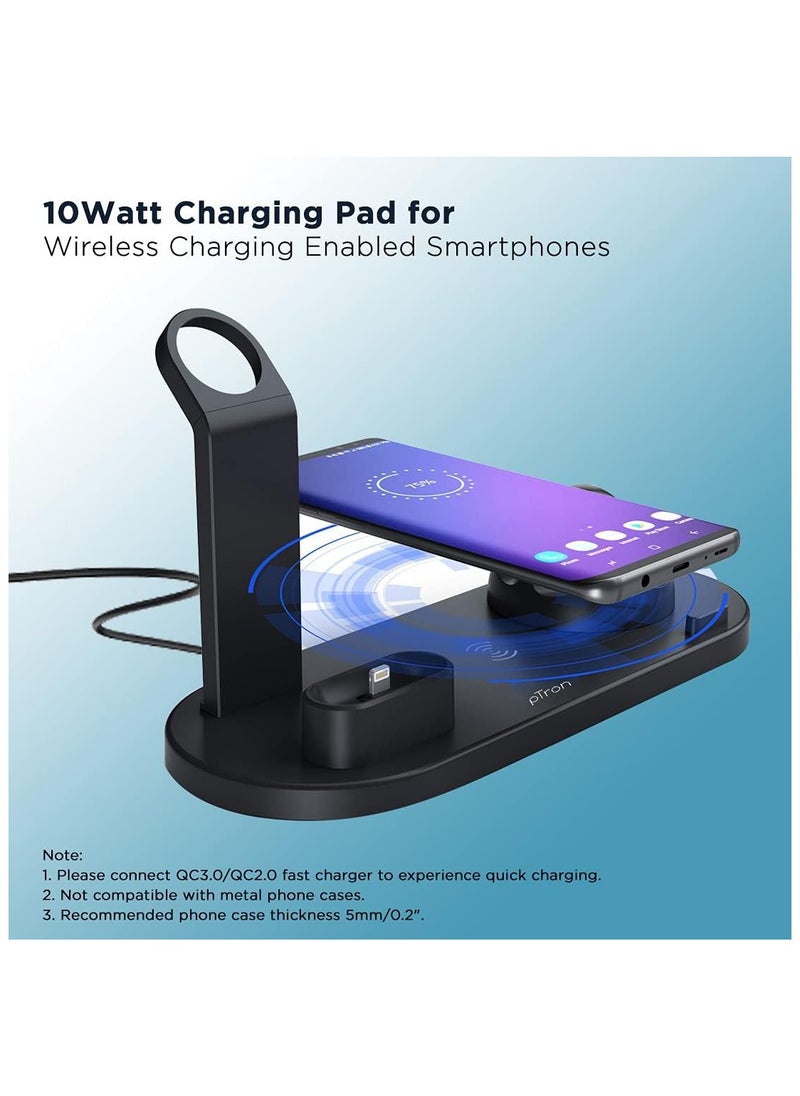 KyraTech 6-in-1 Multi-Function Wireless Charging Stand, Fast Charging Dock for iPhone, Apple Watch, AirPods  - Image 2