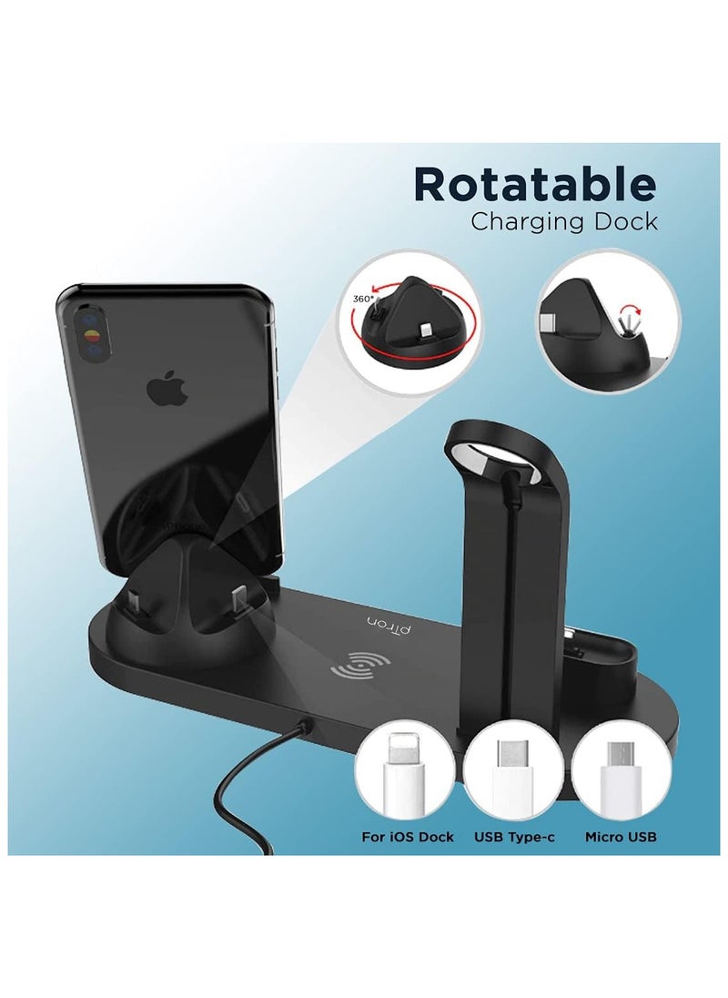 KyraTech 6-in-1 Multi-Function Wireless Charging Stand, Fast Charging Dock for iPhone, Apple Watch, AirPods  - Image 4