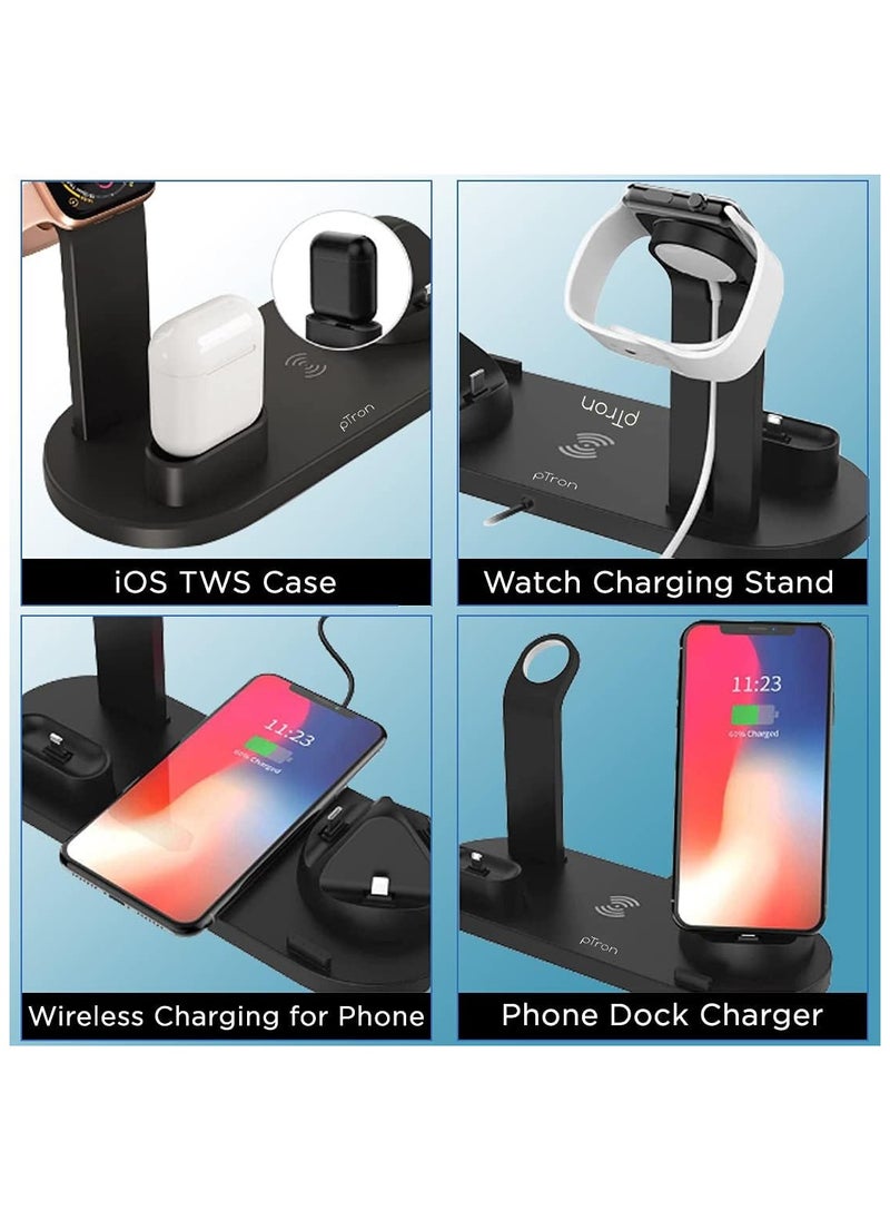 KyraTech 6-in-1 Multi-Function Wireless Charging Stand, Fast Charging Dock for iPhone, Apple Watch, AirPods  - Image 5