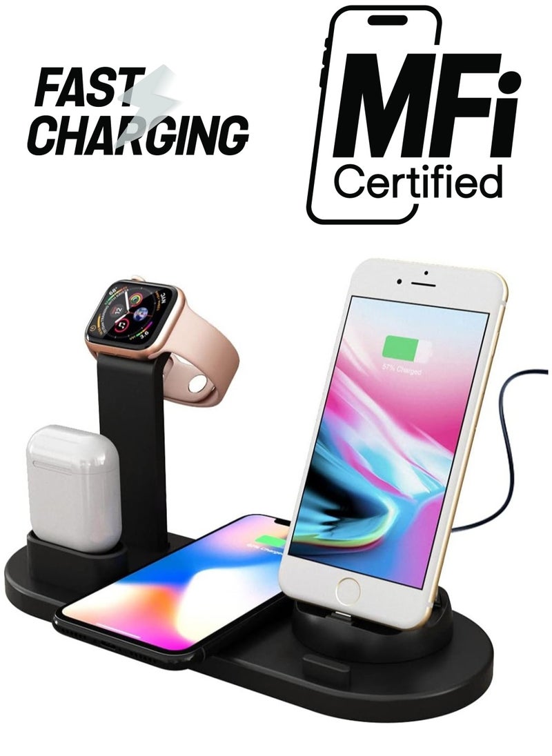KyraTech 6-in-1 Multi-Function Wireless Charging Stand, Fast Charging Dock for iPhone, Apple Watch, AirPods  - Image 1