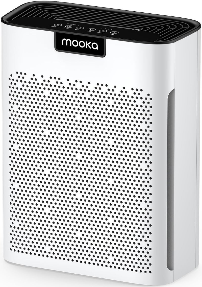 Mooka Air Purifiers for Home Large Room 2200 FtÂ² with Washable Filters, MOOKA H13 HEPA Air Purifier for Home Pets Bedroom with Fragrance, Air Cleaner for Smoke Dust Pollen Pets Hair Odor, KJ190 White - Image 1