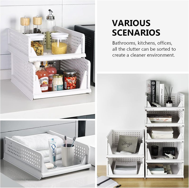 Leaffybezz Cloth Organizer For Wordrobe Stackable Storage BasketFoldable Closet Organizers Storage BinsDrawer Shelf Storage Container for Wardrobe Cupboard Kitchen Home Office 8 LayerLarge - Image 5