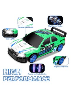 PlayandDream High-Speed 4WD Subaru Impreza RC Drift Car with LED Lights & Drifting Tires – 1:24 (Green)  - Image 1