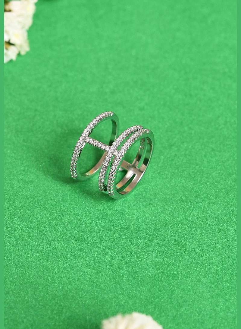 SOHI Silver Plated American Diamond Ring