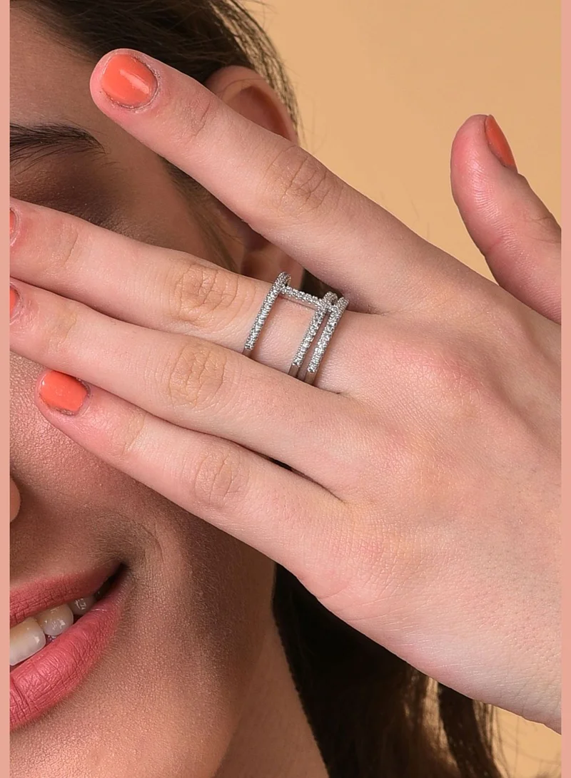 SOHI Silver Plated American Diamond Ring