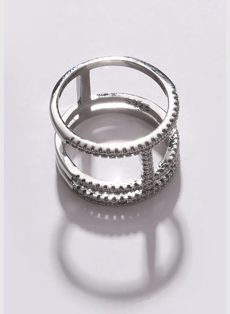 SOHI Silver Plated American Diamond Ring