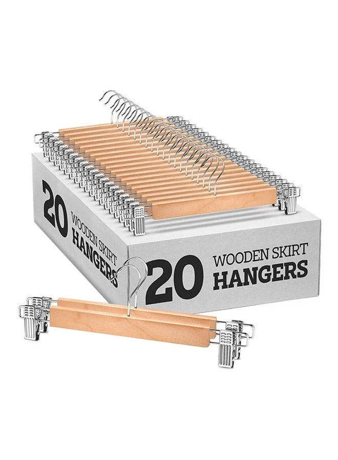 20-Piece High Grade Wooden Pants Hangers With Metal Clips  - Image 1