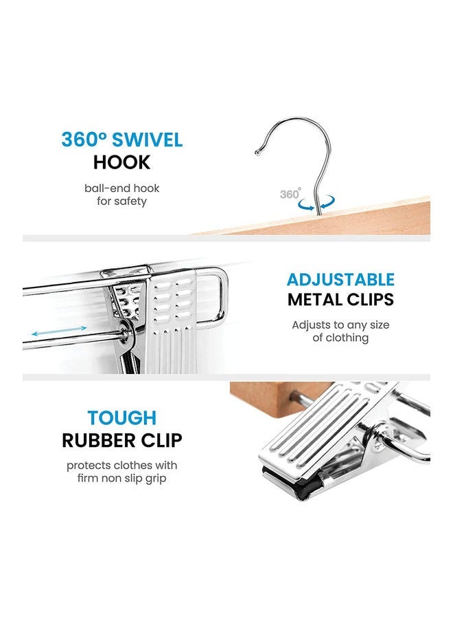 20-Piece High Grade Wooden Pants Hangers With Metal Clips  - Image 5