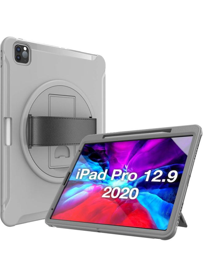 Procases Rugged Case For Ipad Pro 12.9 2020 2018 Support Apple Pencil 2 Charging Heavy Duty Kickstand Protective Cover For Ipad Pro 12.9" 4Th Generation 2020 3Rd Gen 2019 Grey - Image 1