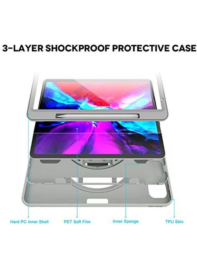Procases Rugged Case For Ipad Pro 12.9 2020 2018 Support Apple Pencil 2 Charging Heavy Duty Kickstand Protective Cover For Ipad Pro 12.9" 4Th Generation 2020 3Rd Gen 2019 Grey - Image 4