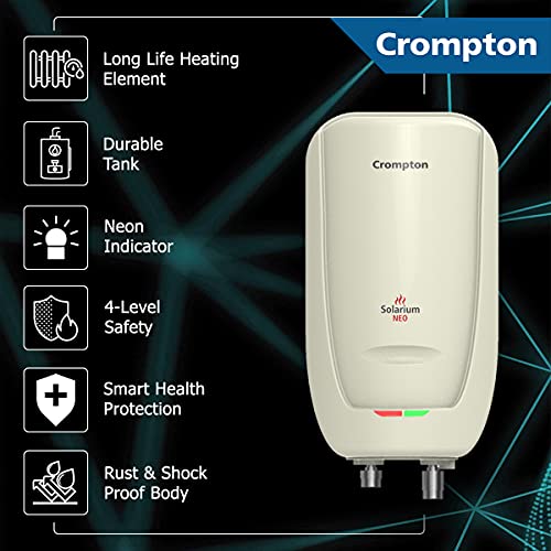 Crompton Solarium Neo 3-Litre, 3KW Instant Water Heater/Geyser with Rust Free ABS Body (Ivory) - Image 3