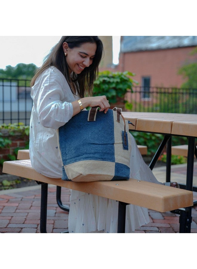 كومال سي حقيبة كومال سي توت قماشية ثنائية اللون للنساء - حقيبة يد أنيقة وواسعة بسحاب إغلاق آمن - حقيبة خفيفة الوزن للتسوق والعمل والسفر مع أحزمة كتف مريحة - Image 3