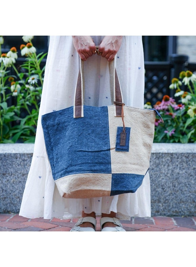 كومال سي حقيبة كومال سي توت قماشية ثنائية اللون للنساء - حقيبة يد أنيقة وواسعة بسحاب إغلاق آمن - حقيبة خفيفة الوزن للتسوق والعمل والسفر مع أحزمة كتف مريحة - Image 1