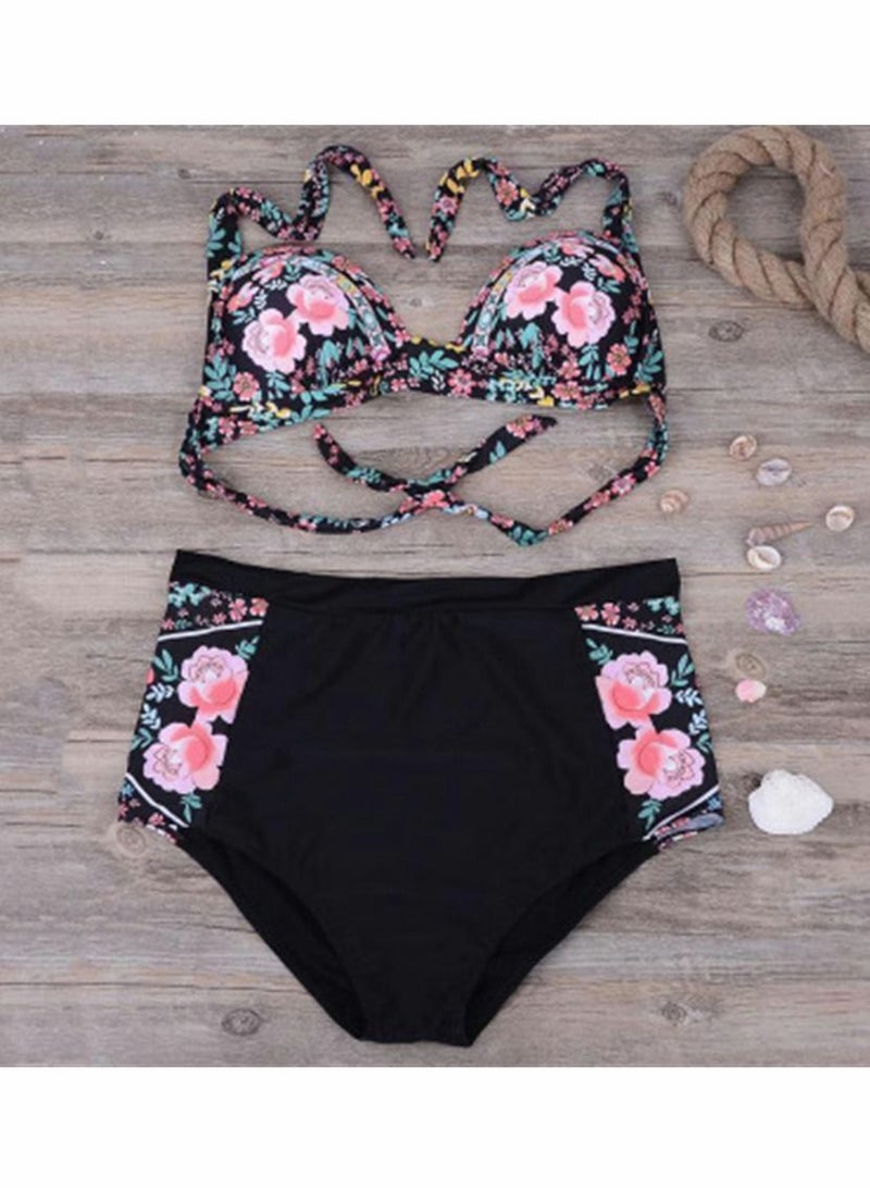 SYOSI Women Swimsuit Printed Two piece Split Bathing Suit Sexy High Waist Wrap Swimwear Bikini Bathing Shorts For Women Two Fashion Sexy Split Bikini High Waist Printed Swimsuit (M) - Image 5