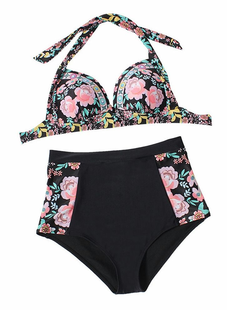 SYOSI Women Swimsuit Printed Two piece Split Bathing Suit Sexy High Waist Wrap Swimwear Bikini Bathing Shorts For Women Two Fashion Sexy Split Bikini High Waist Printed Swimsuit (M) - Image 1