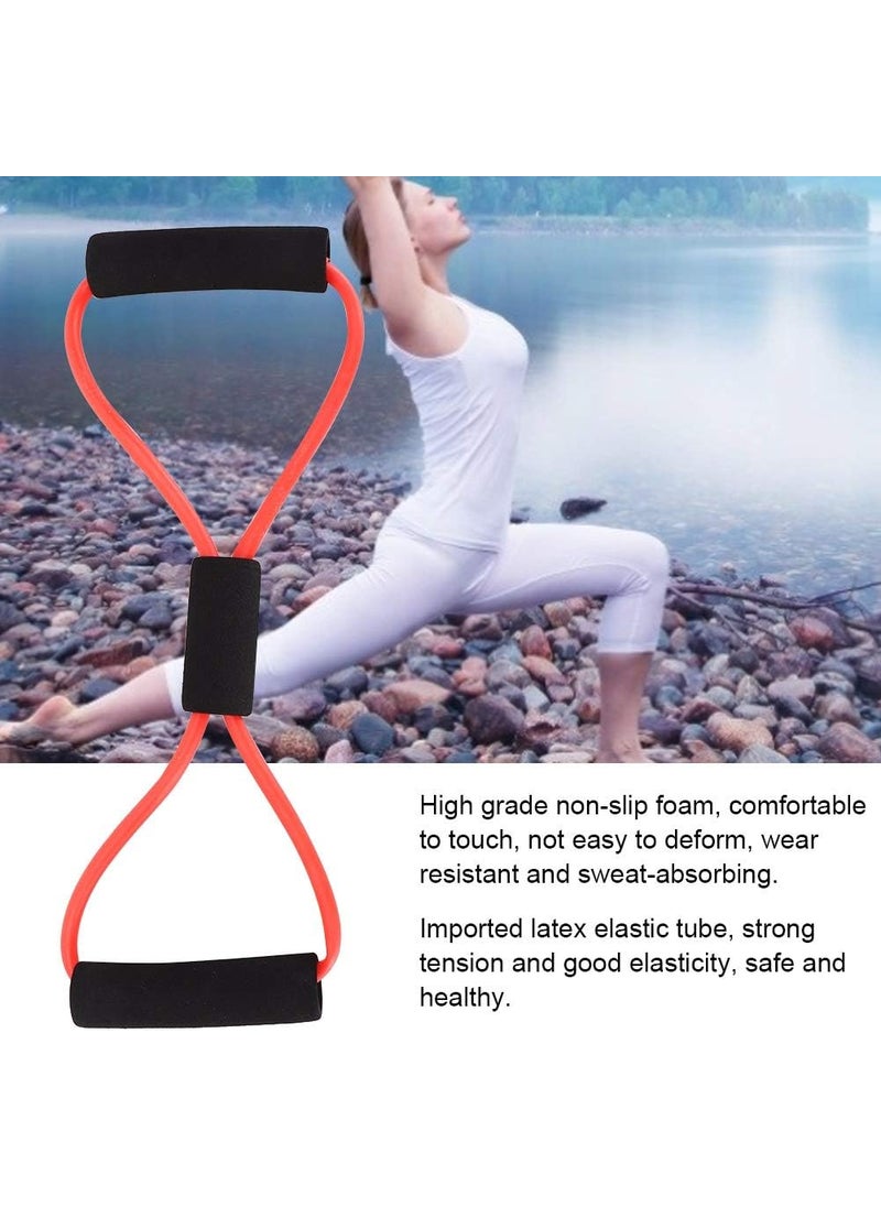 Wchiuoe Bands Chest Expander Muscle Exerciser for Men Women 8Shaped Tensioner Stretch Band Shoulder Arm Elastic Rope for Chest Expansion Exercise Yoga Home Practice Red  - Image 3