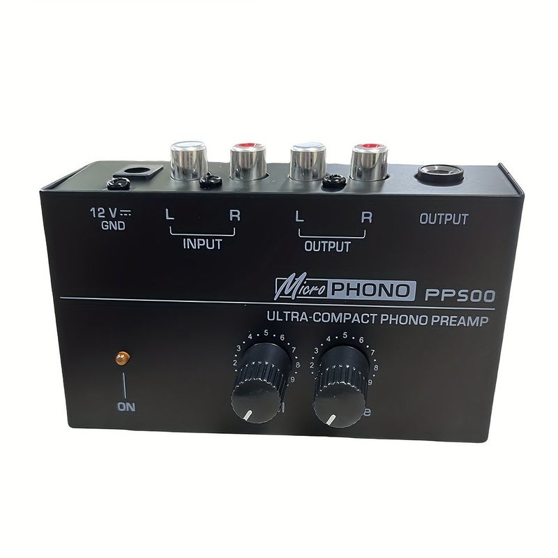 Ultra Compact Phono Preamp PP500 Black Turntable Pre Amplifier with RCA Output Low Noise Operation Powered by 12 Volt DC Adapter - Image 1