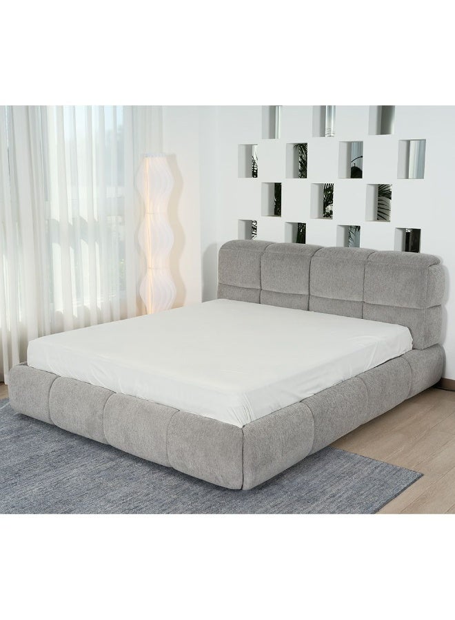 Ian 180X200 King Bed w/Headboard storage Beds | Modern Design Wooden Double Bed Frame Furniture | Comfortable Bed (Mattress Not Included) L246xW206xH103cm-Light Grey - Image 4