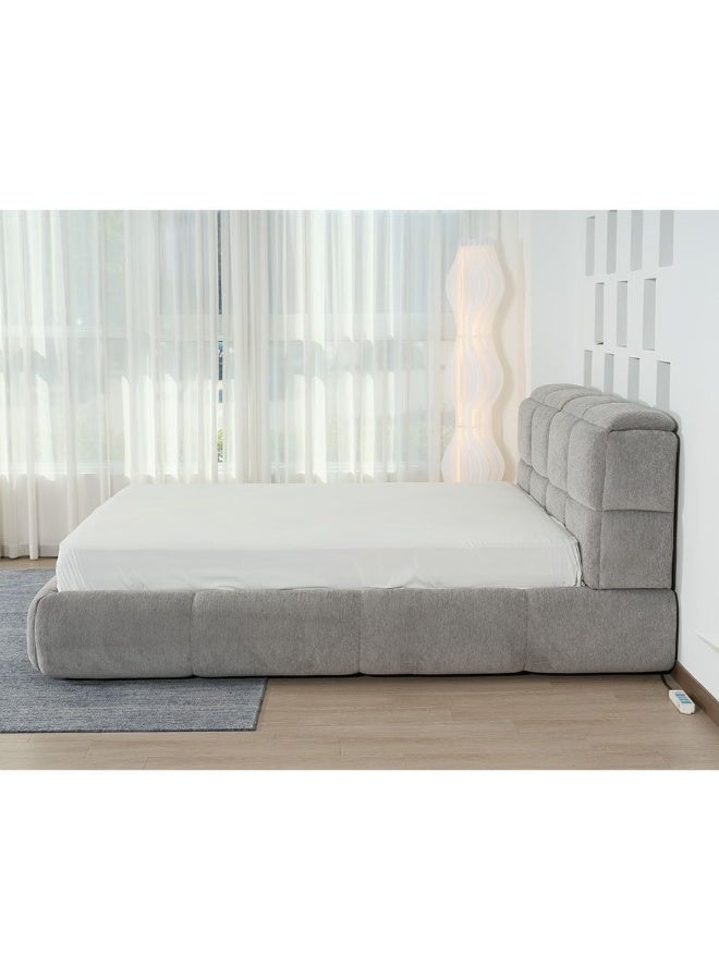 Ian 180X200 King Bed w/Headboard storage Beds | Modern Design Wooden Double Bed Frame Furniture | Comfortable Bed (Mattress Not Included) L246xW206xH103cm-Light Grey - Image 5
