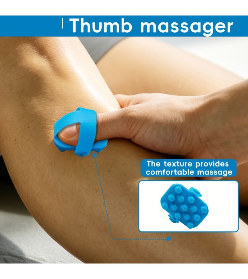 Blue Manual Thumb Massager Finger Acupoint Tool Hand Palm Arm Roller Holiday Gift - Image 1