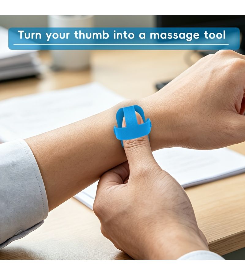 Blue Manual Thumb Massager Finger Acupoint Tool Hand Palm Arm Roller Holiday Gift - Image 4