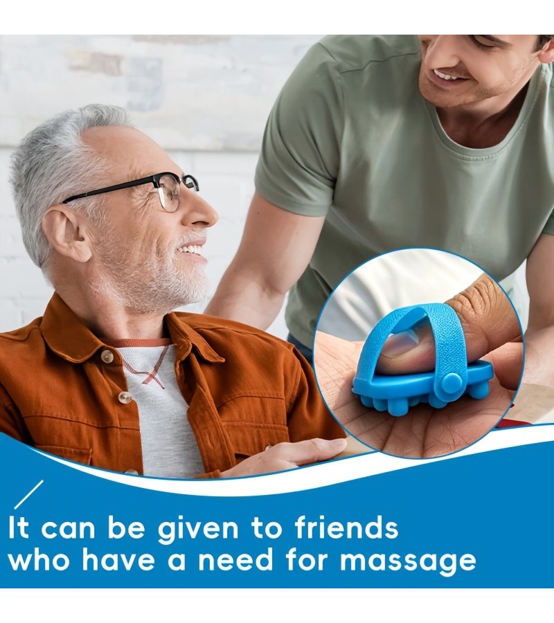 Blue Manual Thumb Massager Finger Acupoint Tool Hand Palm Arm Roller Holiday Gift - Image 3