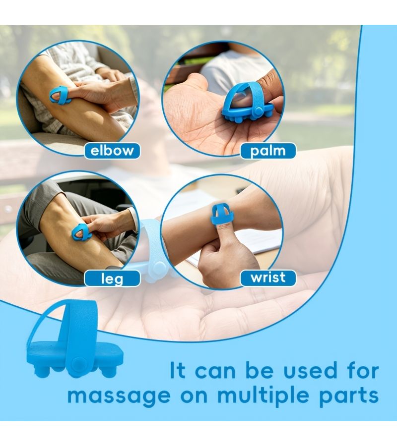 Blue Manual Thumb Massager Finger Acupoint Tool Hand Palm Arm Roller Holiday Gift - Image 5