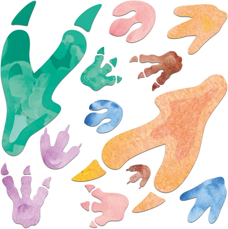 Fumete 48 Pcs Watercolor Dinosaur Footprints Floor Decals Dinosaur Tracks Wall Decals Peel and Stick Animal Footprints Stickers Removable Vinyl Wall Decal for Baby Nursery Bedroom Home Decor - Image 1