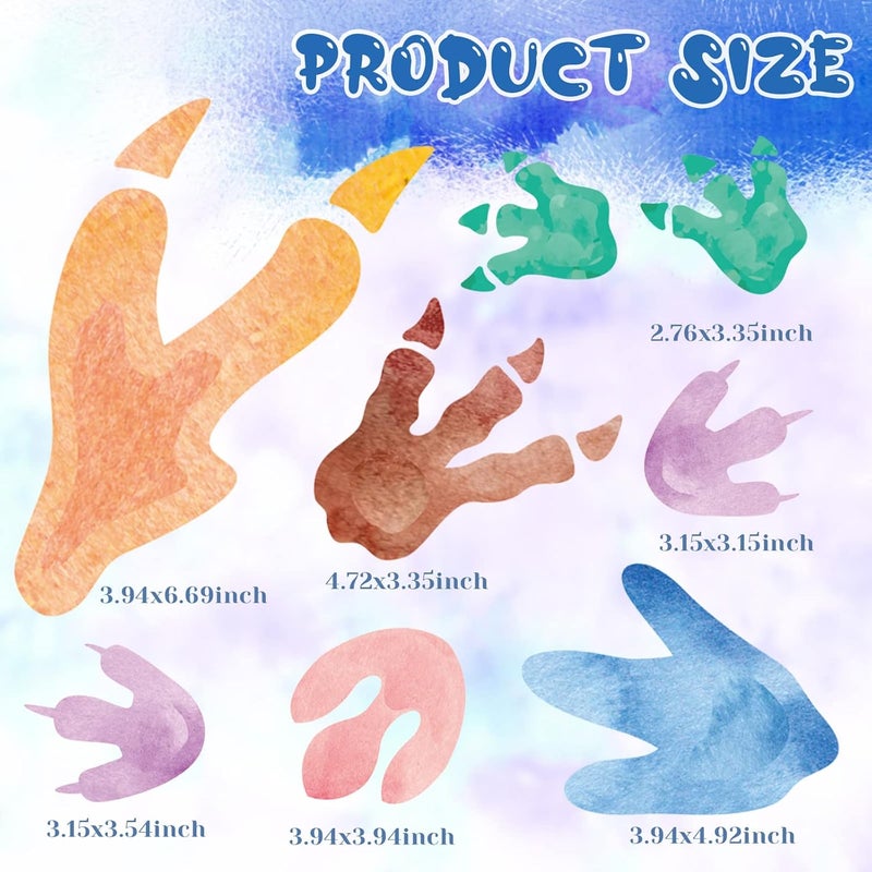 Fumete 48 Pcs Watercolor Dinosaur Footprints Floor Decals Dinosaur Tracks Wall Decals Peel and Stick Animal Footprints Stickers Removable Vinyl Wall Decal for Baby Nursery Bedroom Home Decor - Image 3