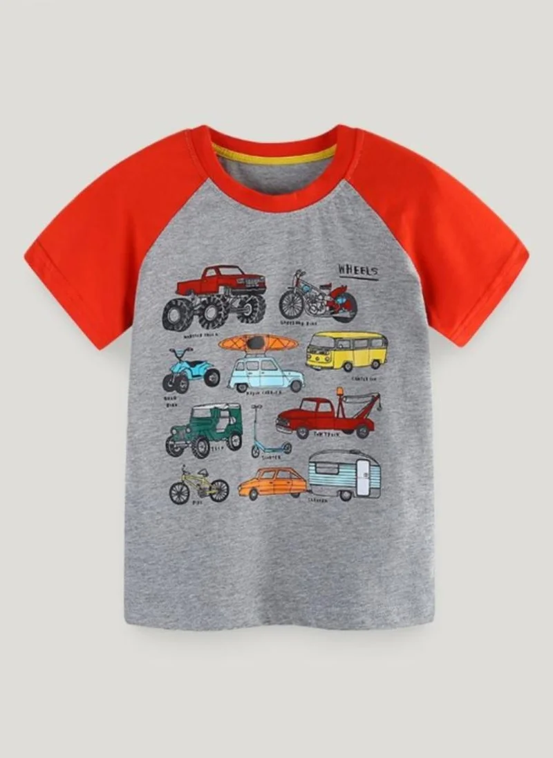 YUNIQEE Grey Colourblocked Solid Round Neck Cotton T-shirt