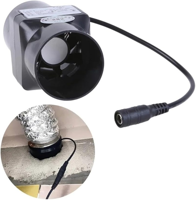 Black Inline Duct Fan 12V 6W 50mm Exhaust Blower For Air Circulation Solar Panel - Image 5