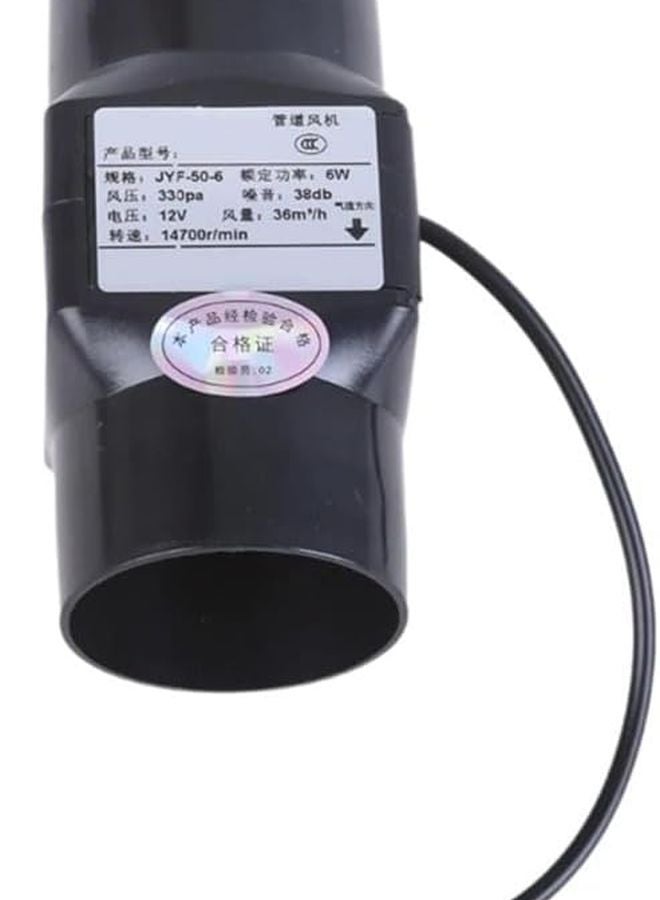 Black Inline Duct Fan 12V 6W 50mm Exhaust Blower For Air Circulation Solar Panel - Image 2