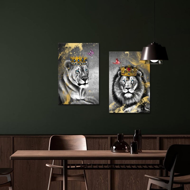 RnnJoile Lion King and Queen Canvas Wall Art - Image 2