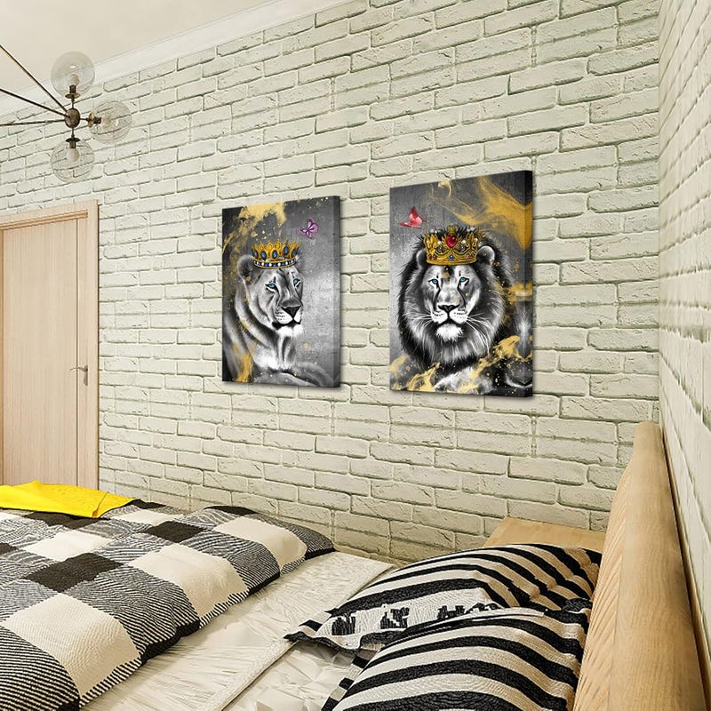 RnnJoile Lion King and Queen Canvas Wall Art - Image 3