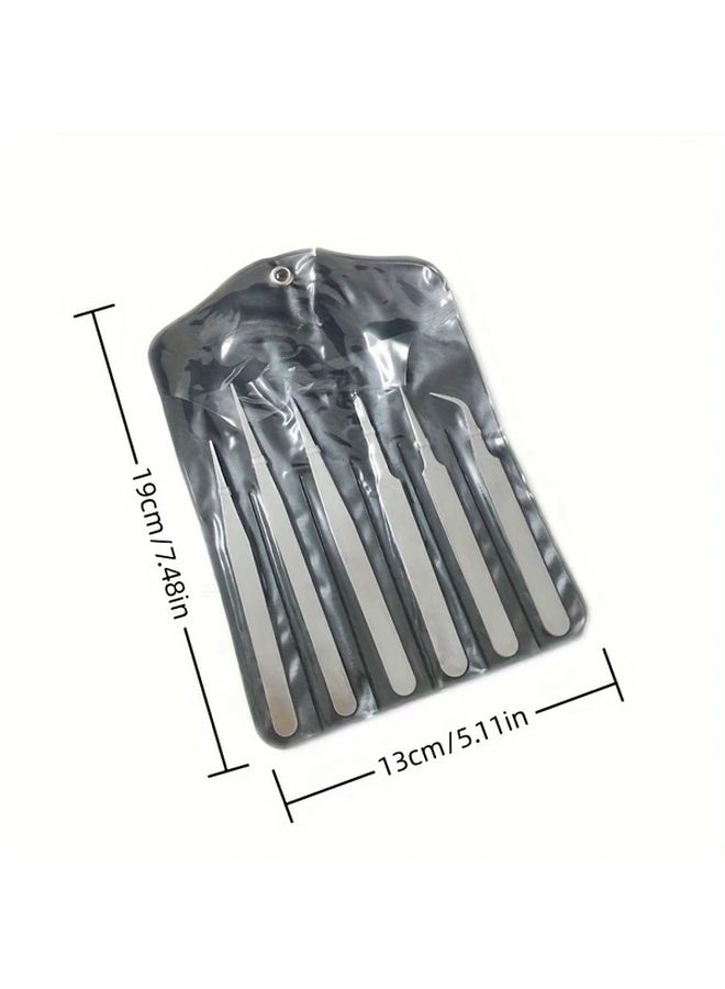 Precision Tweezers Set 6pcs Straight Curved For DIY Jewelry Making Repair - Image 4