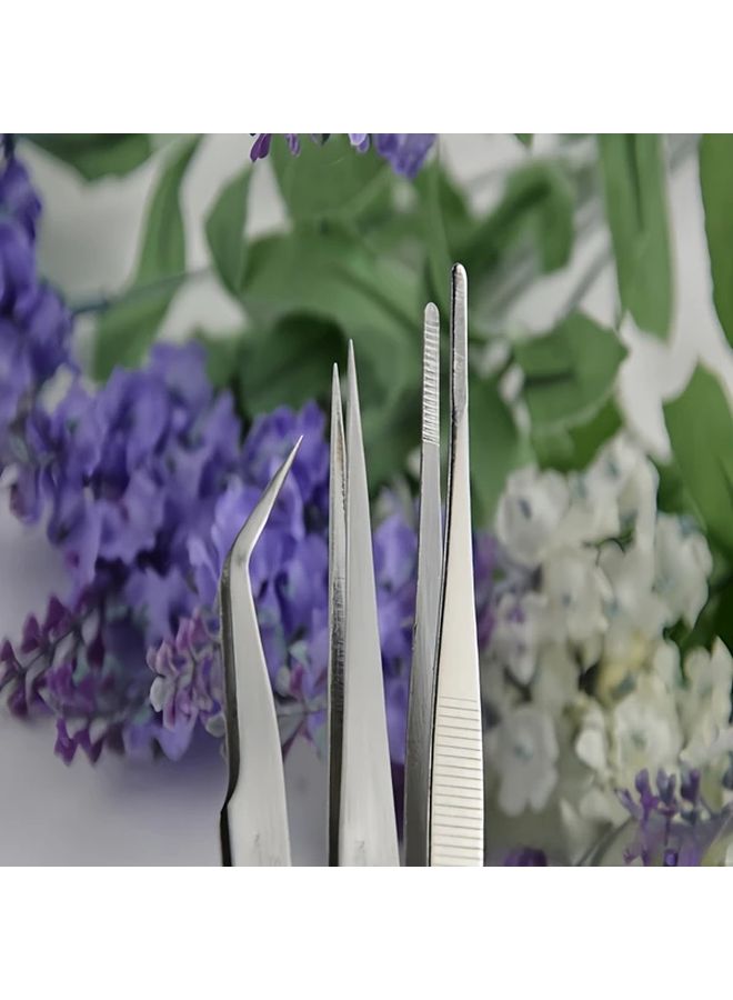Precision Tweezers Set 6pcs Straight Curved For DIY Jewelry Making Repair - Image 3