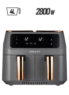 sokany Digital Dual Zone Air Fryer 2800W 4L+4L Capacity With Rapid Hot Air Circulation For Frying, Grilling, Broiling, Roasting, and Baking SK-ZG-8030  - Image 1