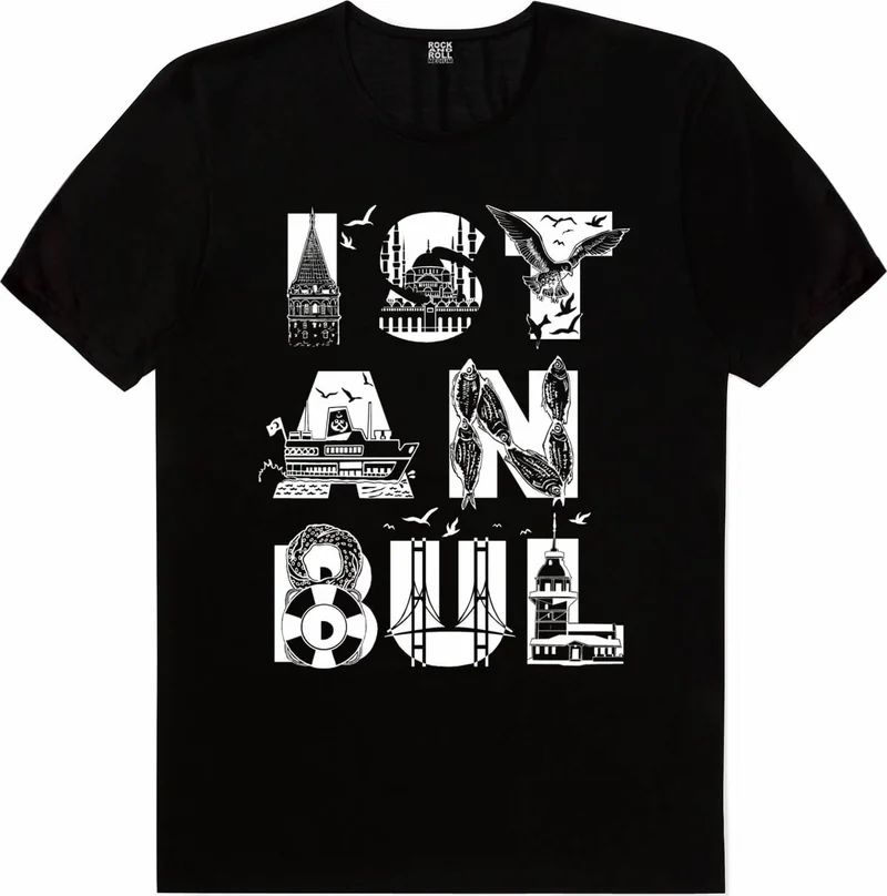 روك اند رول Istanbul Letters Black Short Sleeve Women's T-Shirt