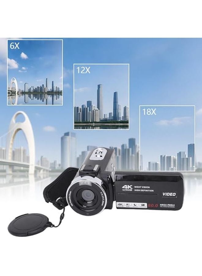 4K Camcorder 80MP 18X Zoom 270 Rotation Screen Vlogging Camera With LED Fill Light - Image 4