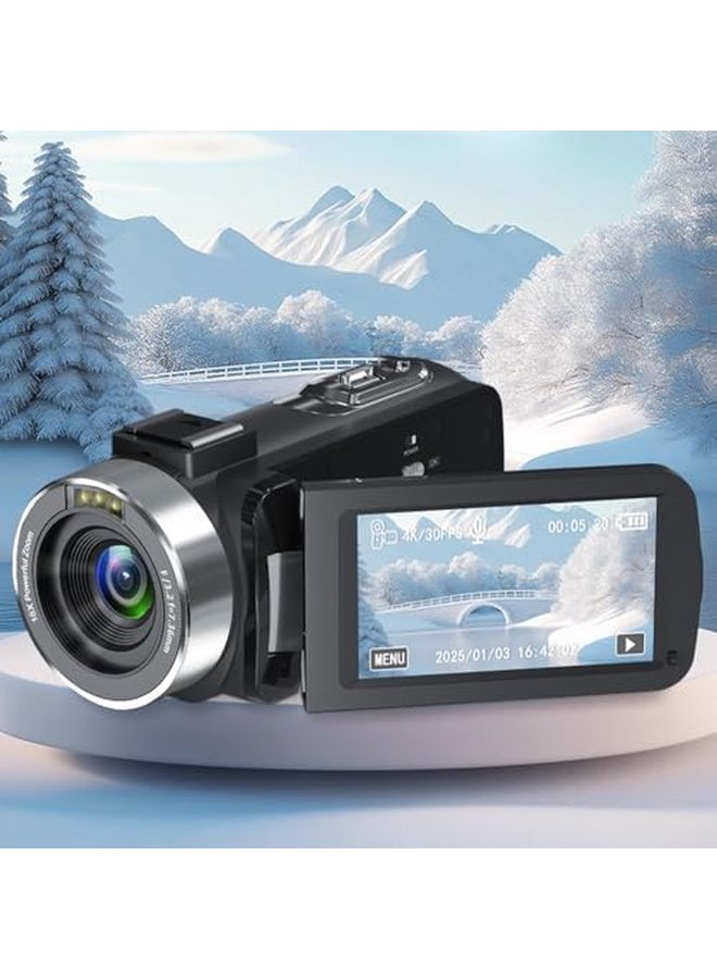 4K Camcorder 80MP 18X Zoom 270 Rotation Screen Vlogging Camera With LED Fill Light - Image 3